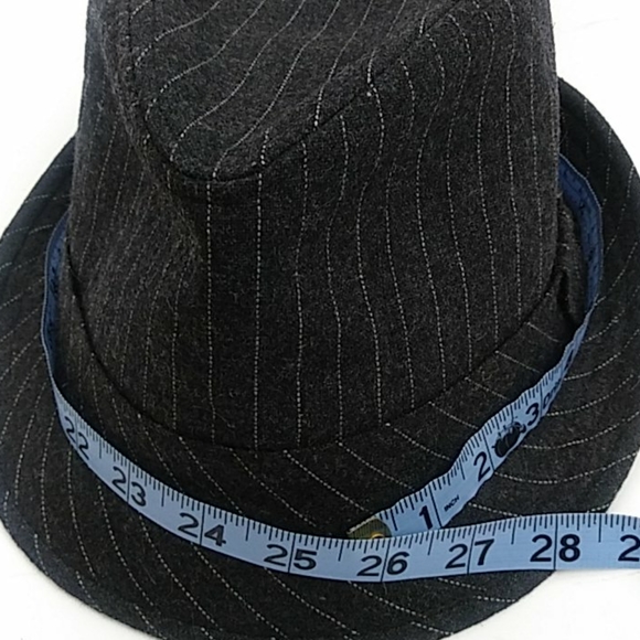 GRANULE GRAY PINSTRIPE WOOL BLEND FEDORA HAT - Picture 11 of 14